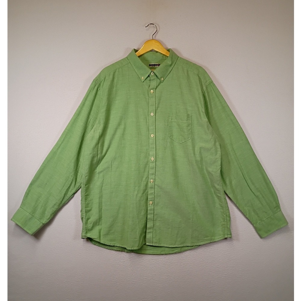 Preppy‎ G.H. Bass & Co. Mens XL Green 100% Cotton Long Sleeve Button Down Shirt